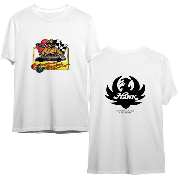 90s Hank Williams Jr. Racing Unisex T-Shirt, Hank Williams 2 Sided - Picture 1 of 4